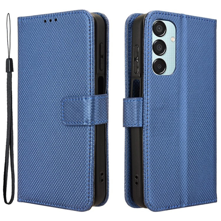 For Samsung Galaxy F15 5G / M15 5G Wallet Case Diamond Texture Leather Phone Cover - Blue