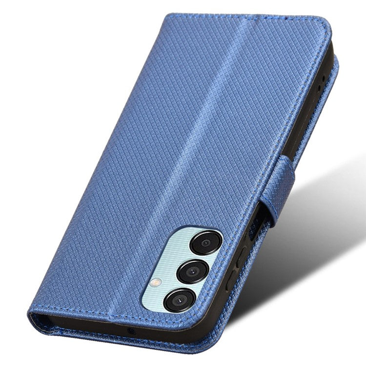 For Samsung Galaxy F15 5G / M15 5G Wallet Case Diamond Texture Leather Phone Cover - Blue