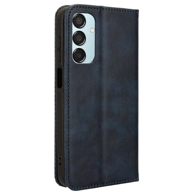 For Samsung Galaxy F15 5G / M15 5G Case Vintage PU Leather Folio Phone Cover with Cash / Card Slots - Blue
