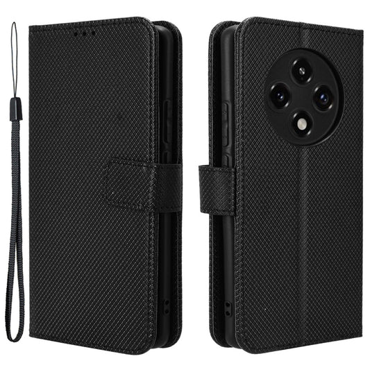 For Oppo F27 Pro 5G / Oppo F27 Pro+ 5G / A3 Pro (China) 5G Case Diamond Texture PU Leather Wallet Phone Cover TPU Inner Shell - Black
