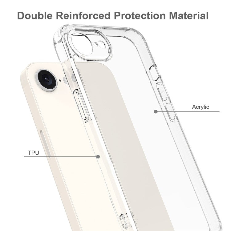 For iPhone 16e Case TPU+Acrylic Crystal Transparent Protective Phone Cover