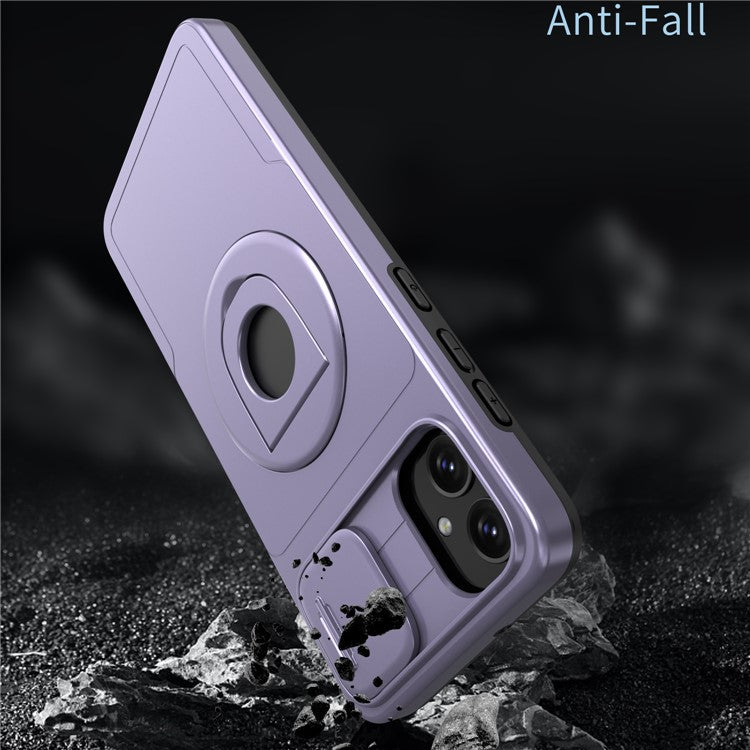 For Samsung Galaxy A05 4G Case Camera Protection Kickstand Dual Layer Hybrid TPU+PC Phone Cover - Purple