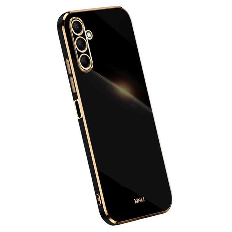 XINLI For Samsung Galaxy M15 5G / F15 5G Case TPU Protective Electroplating Phone Cover - Black