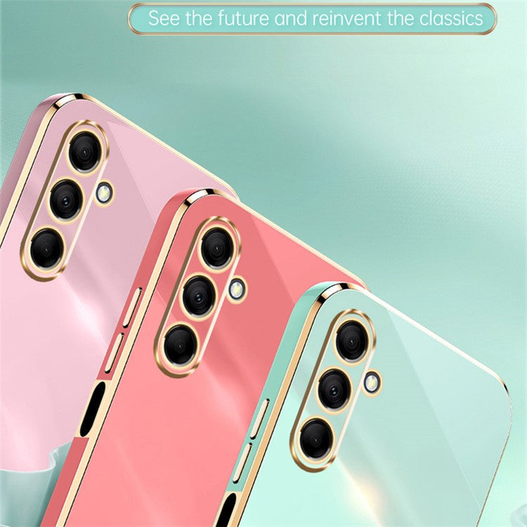 XINLI For Samsung Galaxy M15 5G / F15 5G Case Electroplating Soft TPU Kickstand Phone Cover - Pink