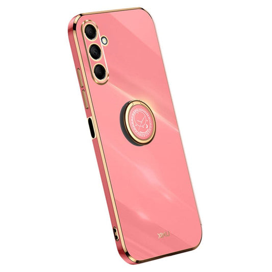 XINLI For Samsung Galaxy M15 5G / F15 5G Case Electroplating Soft TPU Kickstand Phone Cover - Red