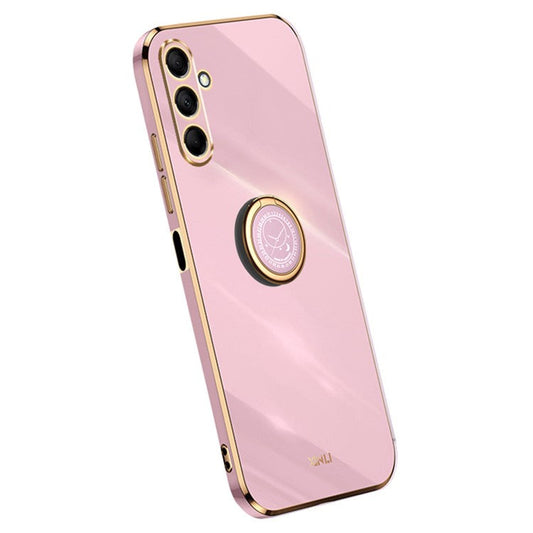 XINLI For Samsung Galaxy M15 5G / F15 5G Case Electroplating Soft TPU Kickstand Phone Cover - Purple