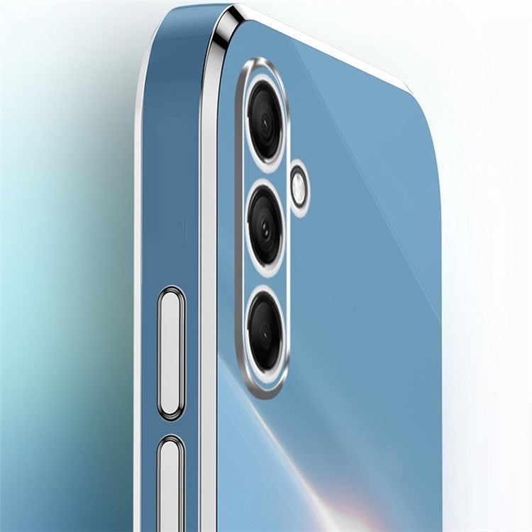 XINLI For Samsung Galaxy M15 5G / F15 5G Case Electroplating Soft TPU Kickstand Phone Cover - Purple