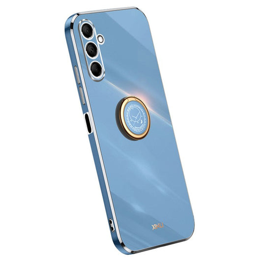 XINLI For Samsung Galaxy M15 5G / F15 5G Case Electroplating Soft TPU Kickstand Phone Cover - Blue