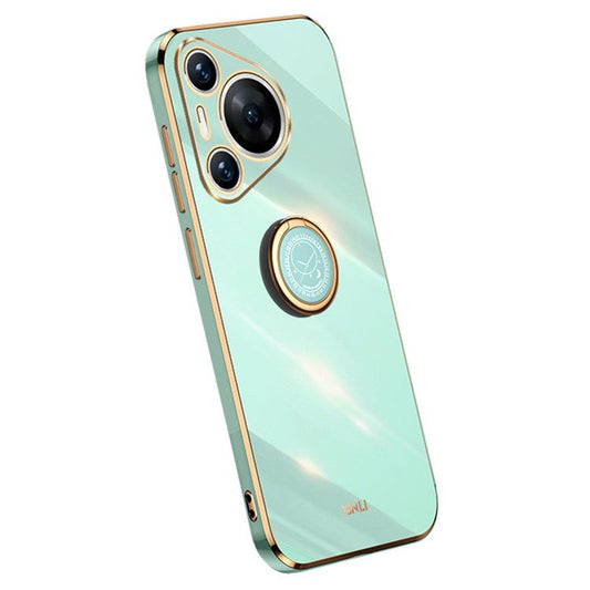 XINLI For Huawei Pura 70 Pro Case Electroplating Kickstand TPU Phone Cover - Cyan