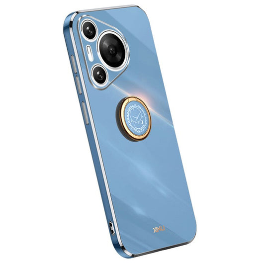 XINLI For Huawei Pura 70 TPU Case Anti-Drop Ring Kickstand Electroplating Phone Cover - Blue