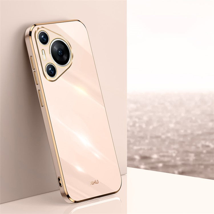 XINLI For Huawei Pura 70 Case Flexible TPU Electroplated Back Phone Cover - Pink