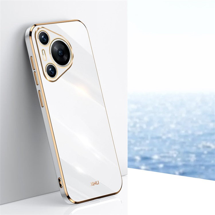 XINLI For Huawei Pura 70 Case Flexible TPU Electroplated Back Phone Cover - White