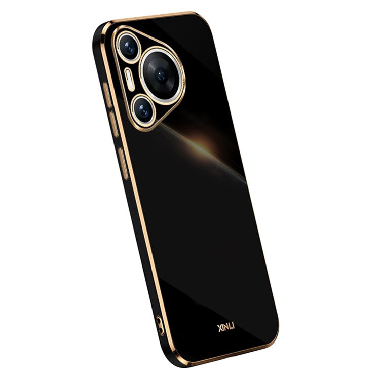 XINLI For Huawei Pura 70 Case Flexible TPU Electroplated Back Phone Cover - Black