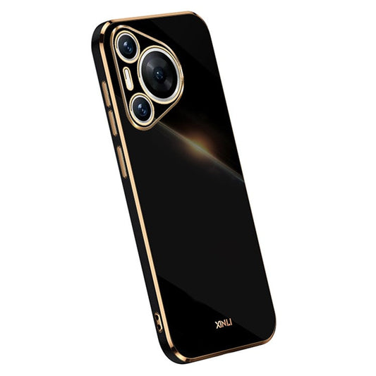XINLI For Huawei Pura 70 Case Flexible TPU Electroplated Back Phone Cover - Black