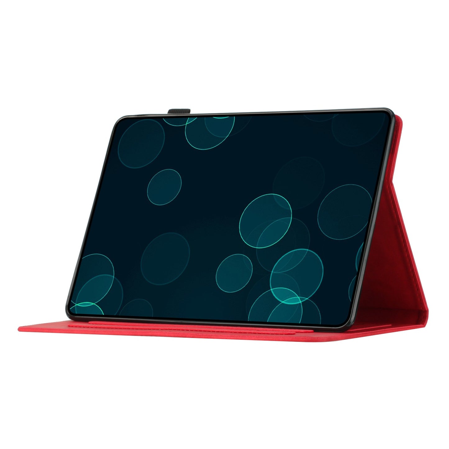 For Samsung Galaxy Tab S9 (X710 X716B X718U) / S9 FE (X510 / X516B) Card Holder Case Coconut Tree Imprinted Leather Tablet Cover - Red