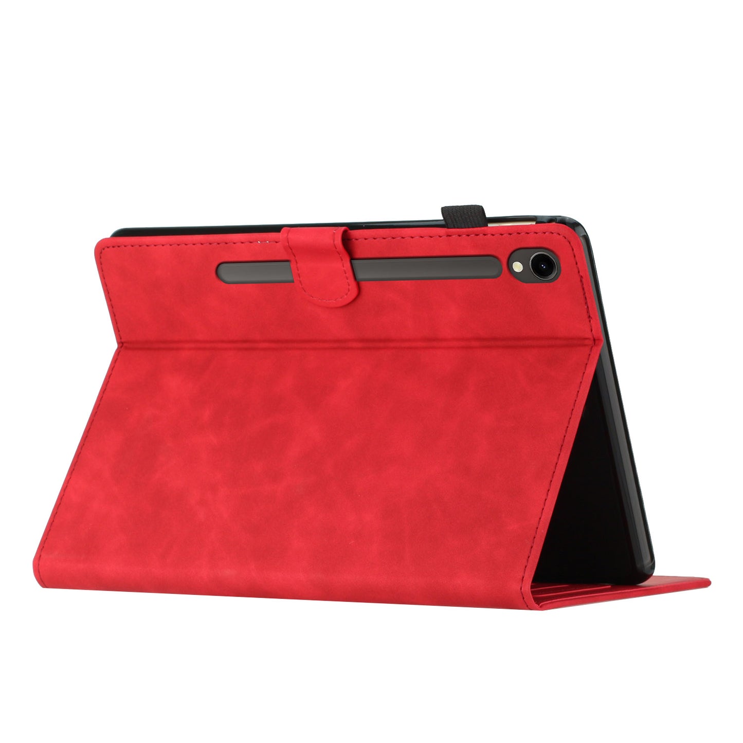 For Samsung Galaxy Tab S9 (X710 X716B X718U) / S9 FE (X510 / X516B) Card Holder Case Coconut Tree Imprinted Leather Tablet Cover - Red