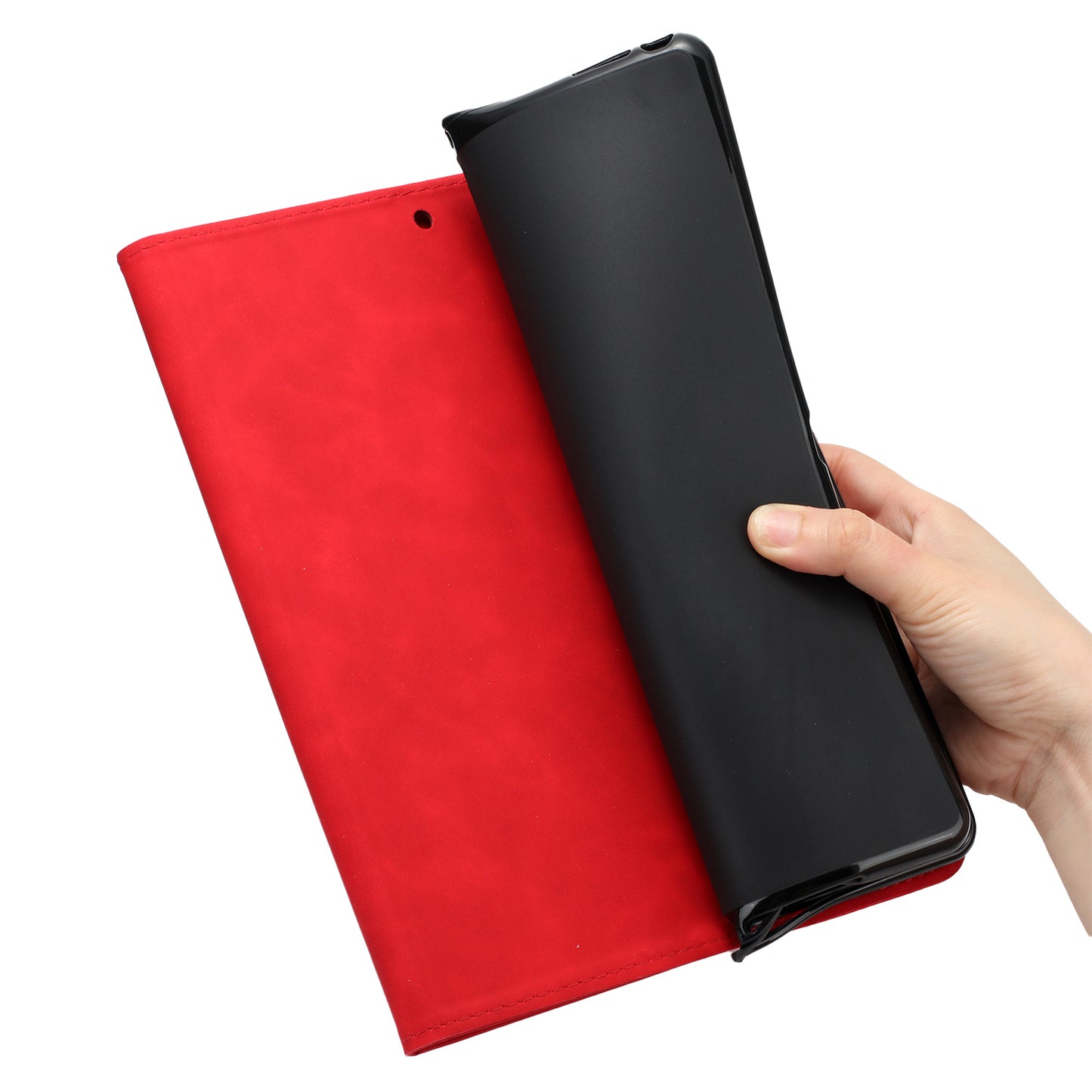 For Samsung Galaxy Tab S9 (X710 X716B X718U) / S9 FE (X510 / X516B) Card Holder Case Coconut Tree Imprinted Leather Tablet Cover - Red