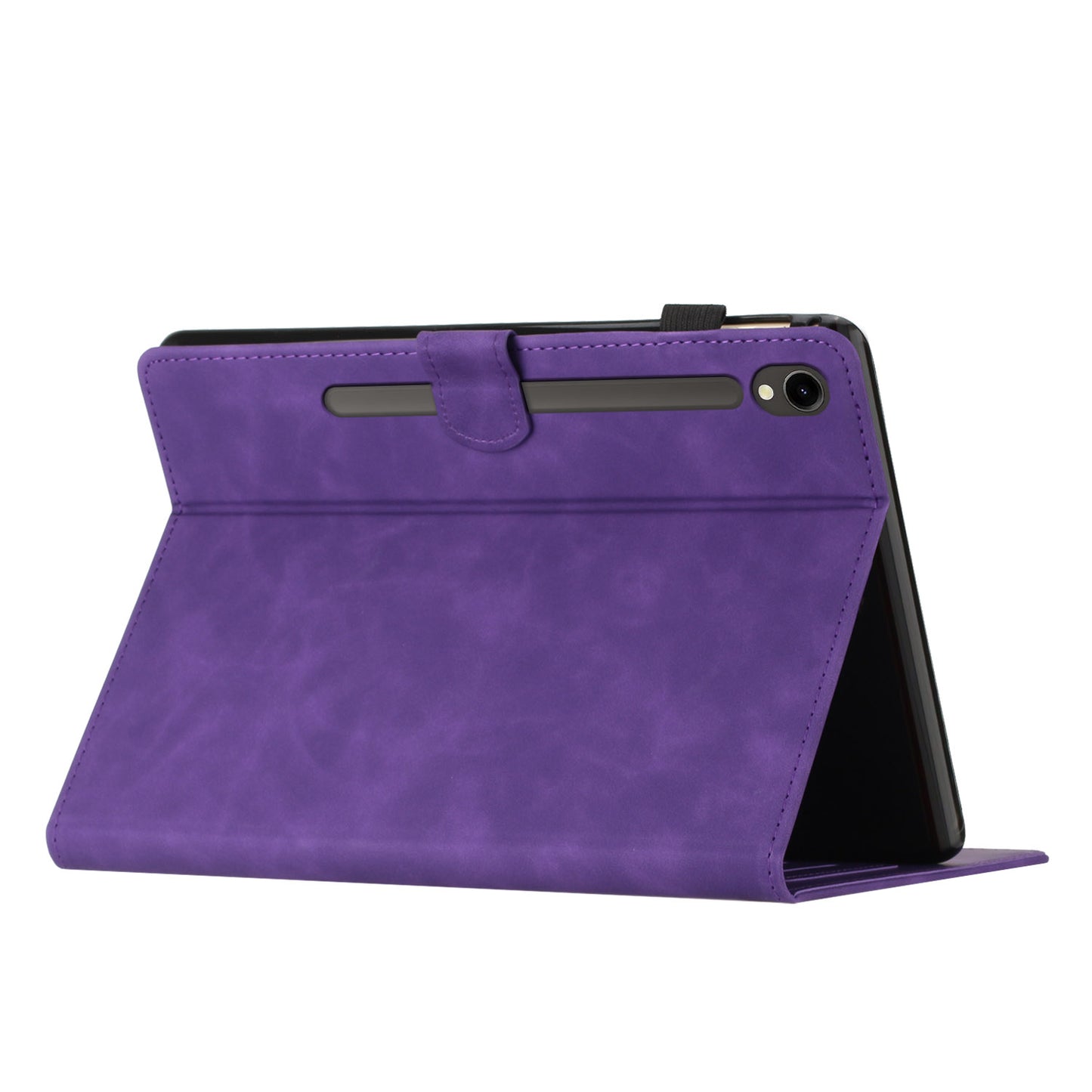 For Samsung Galaxy Tab S9 (X710 X716B X718U) / S9 FE (X510 / X516B) Card Holder Case Coconut Tree Imprinted Leather Tablet Cover - Purple