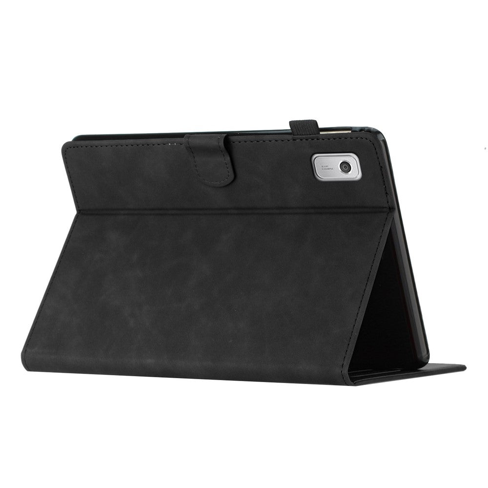 For Lenovo Tab M9 TB-310FU Case Card Slots PU Leather Coconut Tree Imprinted Tablet Cover Auto Wake / Sleep - Black