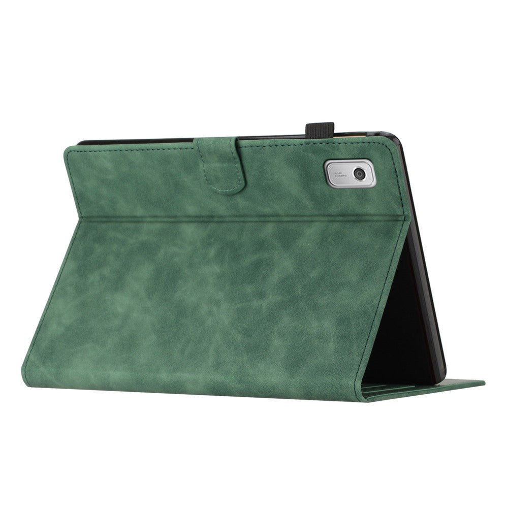 For Lenovo Tab M9 TB-310FU Case Card Slots PU Leather Coconut Tree Imprinted Tablet Cover Auto Wake / Sleep - Green