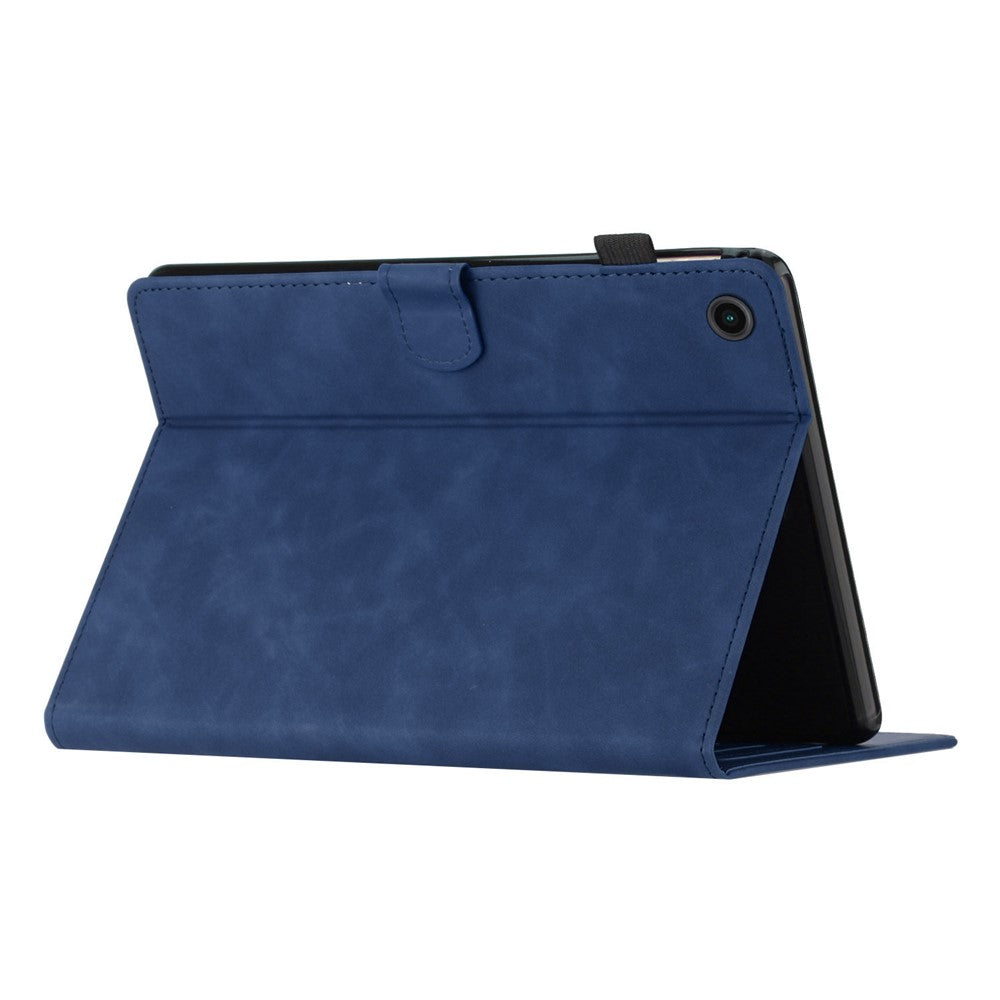 For Lenovo Tab M10 Plus (3rd Gen) Case Coconut Tree Imprinted PU Leather Folio Stand Smart Tablet Cover - Blue