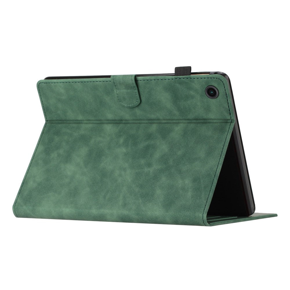 For Lenovo Tab M10 Plus (3rd Gen) Case Coconut Tree Imprinted PU Leather Folio Stand Smart Tablet Cover - Green