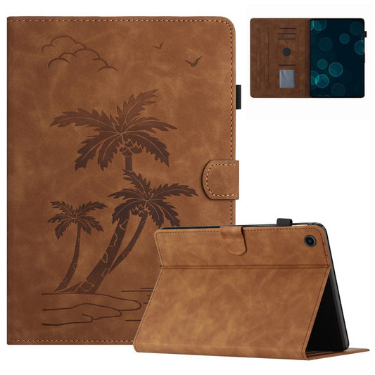 For Lenovo Tab M10 (Gen 3) Case Auto Sleep / Wake PU Leather Coconut Tree Pattern Tablet Cover - Brown