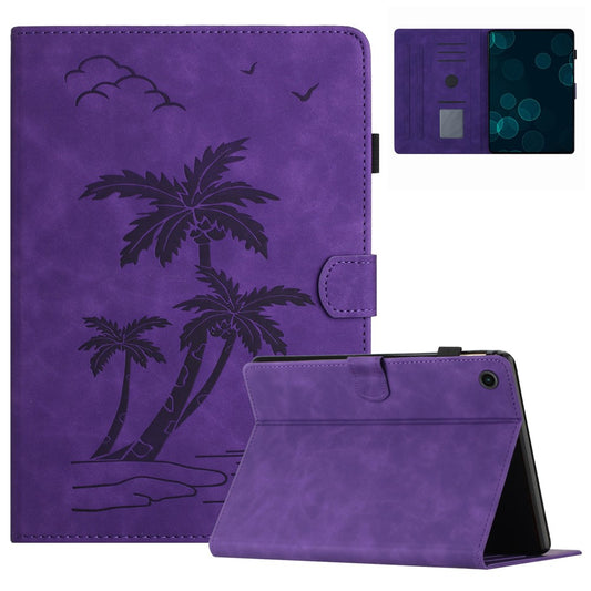 For Lenovo Tab M10 (Gen 3) Case Auto Sleep / Wake PU Leather Coconut Tree Pattern Tablet Cover - Purple