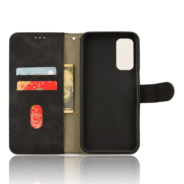 For Samsung Galaxy M15 5G Case Skin-Touch Leather Flip Stand Phone Cover - Black