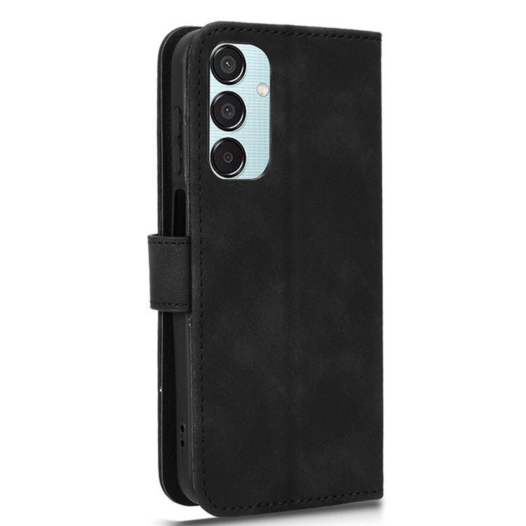 For Samsung Galaxy M15 5G Case Skin-Touch Leather Flip Stand Phone Cover - Black