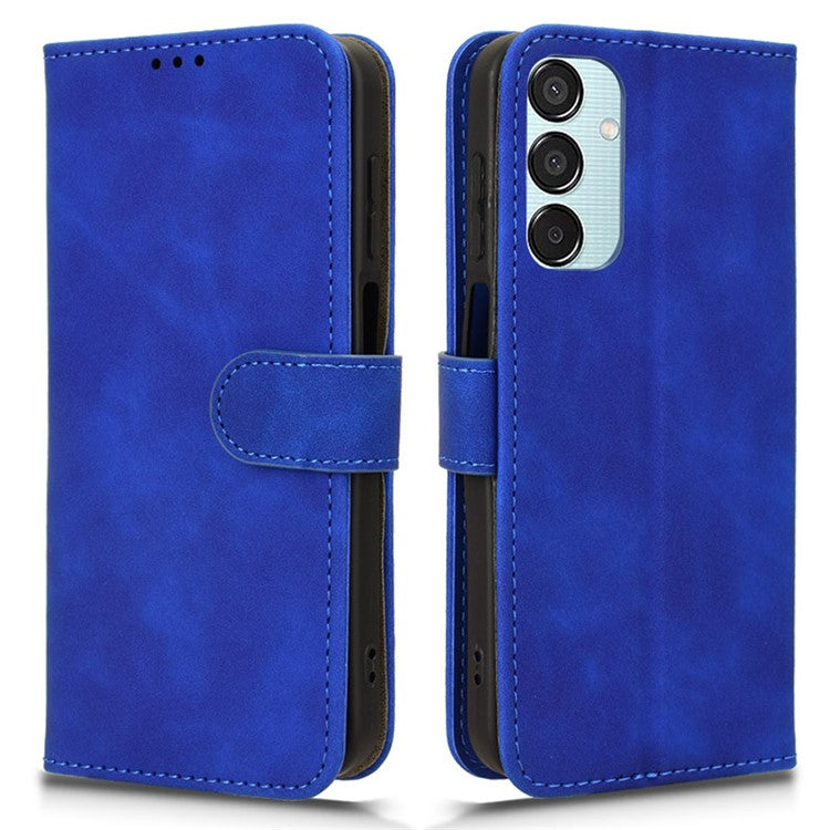 For Samsung Galaxy M15 5G Case Skin-Touch Leather Flip Stand Phone Cover - Blue