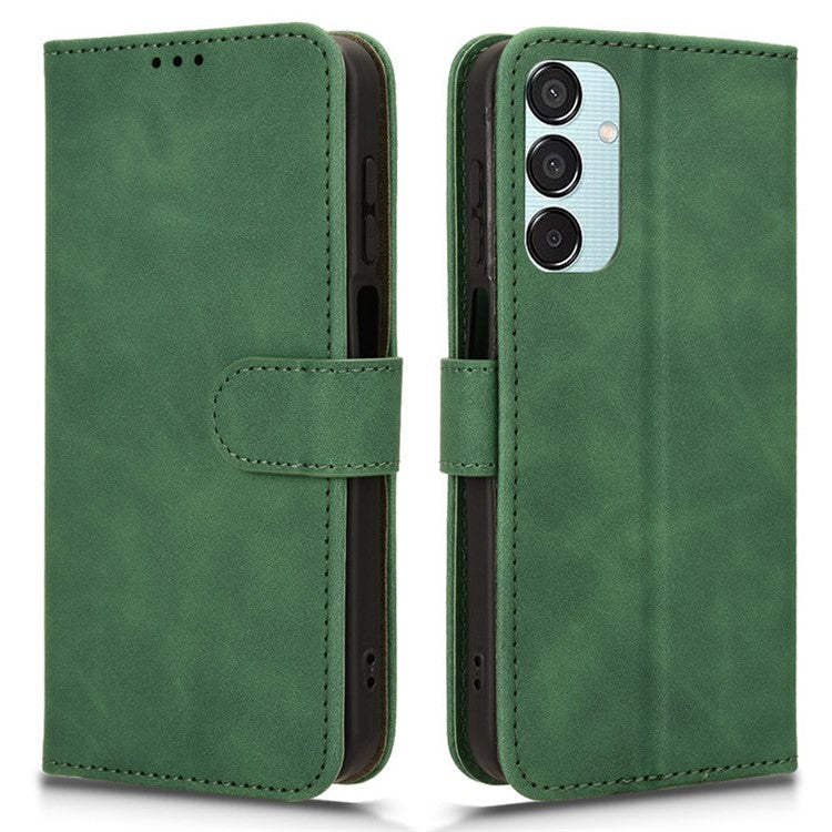 For Samsung Galaxy M15 5G Case Skin-Touch Leather Flip Stand Phone Cover - Green