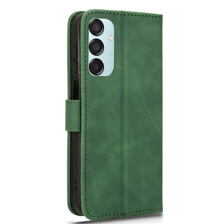 For Samsung Galaxy M15 5G Case Skin-Touch Leather Flip Stand Phone Cover - Green
