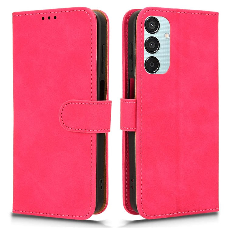 For Samsung Galaxy M15 5G Case Skin-Touch Leather Flip Stand Phone Cover - Rose