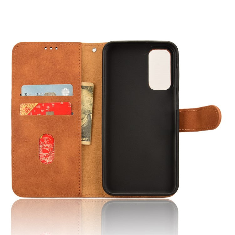 For Samsung Galaxy M15 5G Case Skin-Touch Leather Flip Stand Phone Cover - Brown