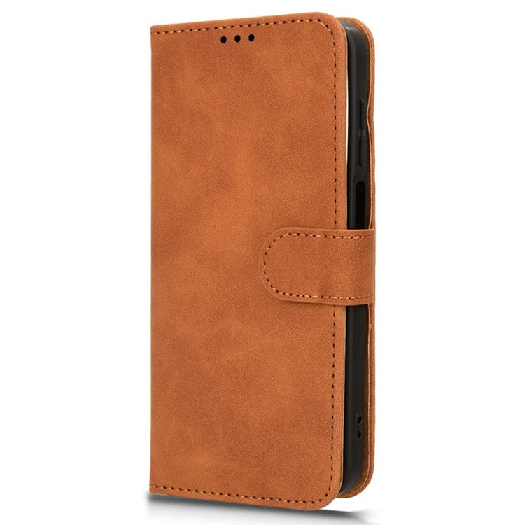 For Samsung Galaxy M15 5G Case Skin-Touch Leather Flip Stand Phone Cover - Brown