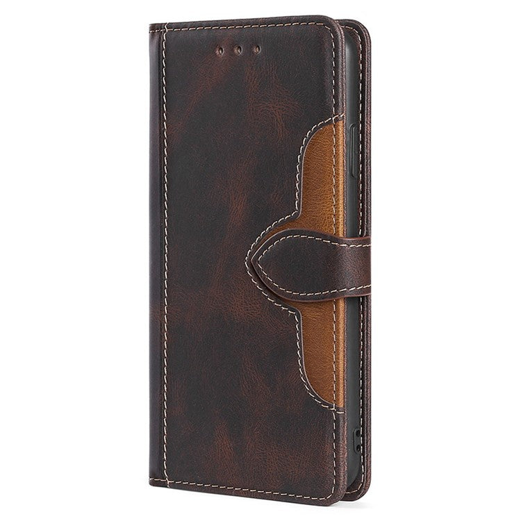 For Samsung Galaxy S24+ Leather Case Straw Hat Pattern Wallet Stand Phone Cover - Brown