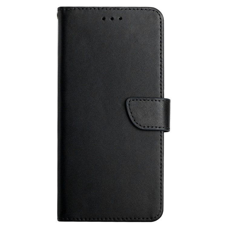 HT02 For Samsung Galaxy M55 5G / C55 5G / F55 5G Nappa Texture Phone Case Genuine Cow Leather Flip Stand Cover - Black