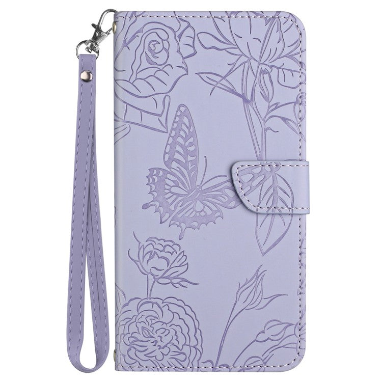 HT03 For iPhone SE (2025) Leather Case Imprinted Phone Cover with Strap - Purple