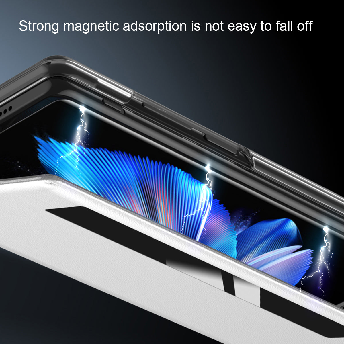 For vivo X Fold3 Magnetic Phone Case View Window PU Leather+PC Cover with Hidden Kickstand - Black