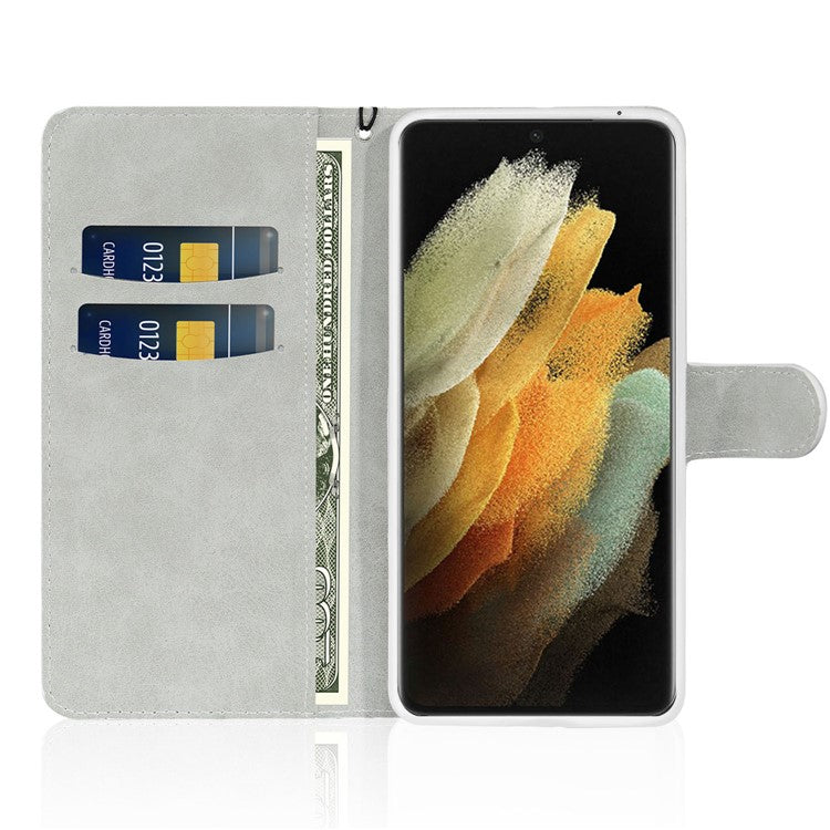 For Samsung Galaxy S24 Ultra Case Glitter Splicing Leather Wallet Stand Phone Cover - Blue