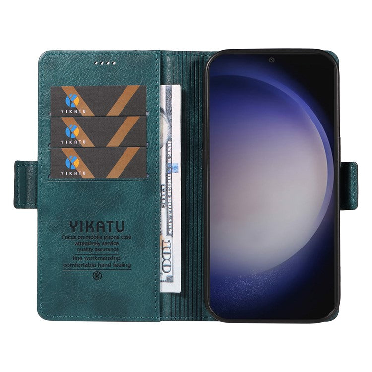 YIKATU YK-007 For Samsung Galaxy S24 Case Litchi Texture Leather Phone Cover - Blue
