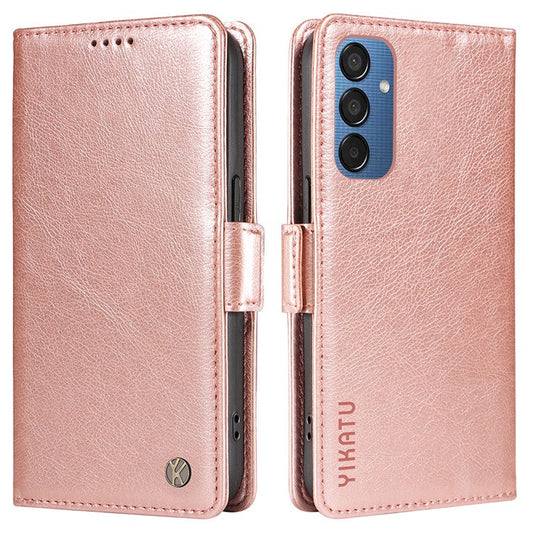 YIKATU YK-007 For Samsung Galaxy M15 5G Wallet Case Magnetic Clasp Leather Phone Cover - Rose Gold