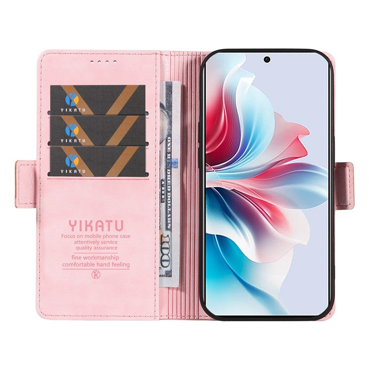 YIKATU YK-007 For Oppo Reno11 F 5G Case PU Leather+TPU Scratch-proof Mobile Phone Cover - Pink