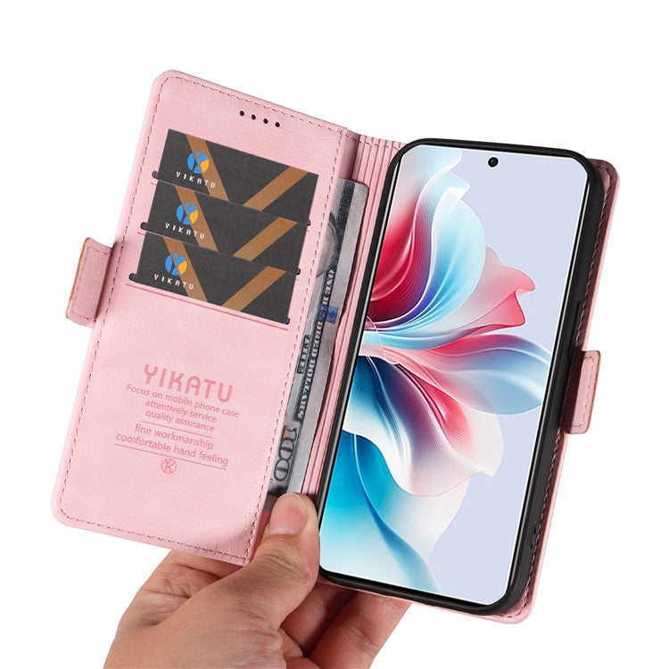 YIKATU YK-007 For Oppo Reno11 F 5G Case PU Leather+TPU Scratch-proof Mobile Phone Cover - Pink