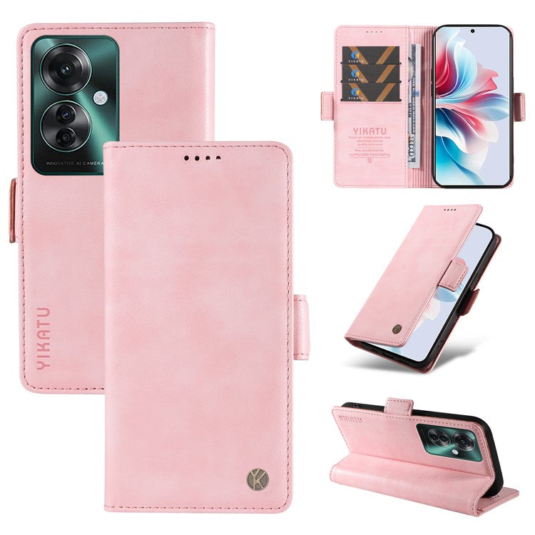 YIKATU YK-007 For Oppo Reno11 F 5G Case PU Leather+TPU Scratch-proof Mobile Phone Cover - Pink