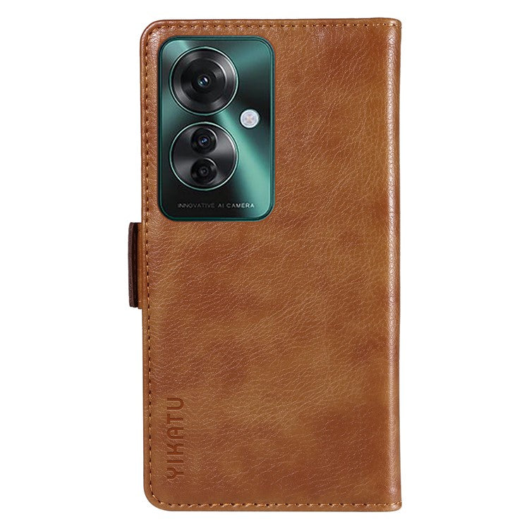YIKATU YK-007 For Oppo Reno11 F 5G Case PU Leather+TPU Scratch-proof Mobile Phone Cover - Brown