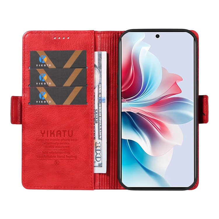 YIKATU YK-007 For Oppo Reno11 F 5G Case PU Leather+TPU Scratch-proof Mobile Phone Cover - Red