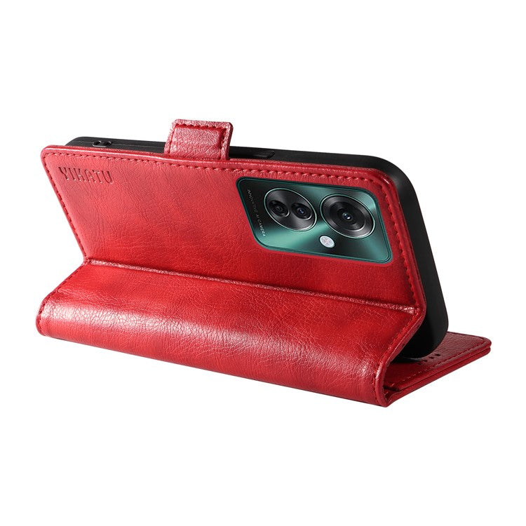 YIKATU YK-007 For Oppo Reno11 F 5G Case PU Leather+TPU Scratch-proof Mobile Phone Cover - Red