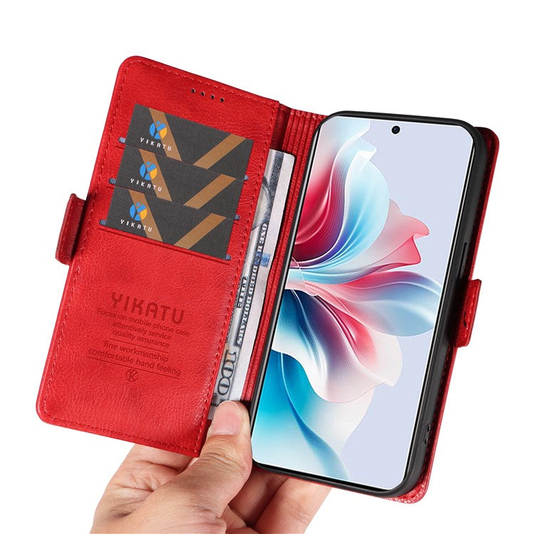 YIKATU YK-007 For Oppo Reno11 F 5G Case PU Leather+TPU Scratch-proof Mobile Phone Cover - Red
